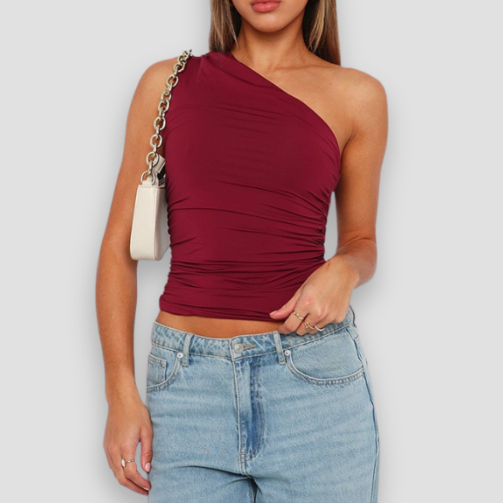 Badhie | Women's One-Shoulder Ruched Crop Top