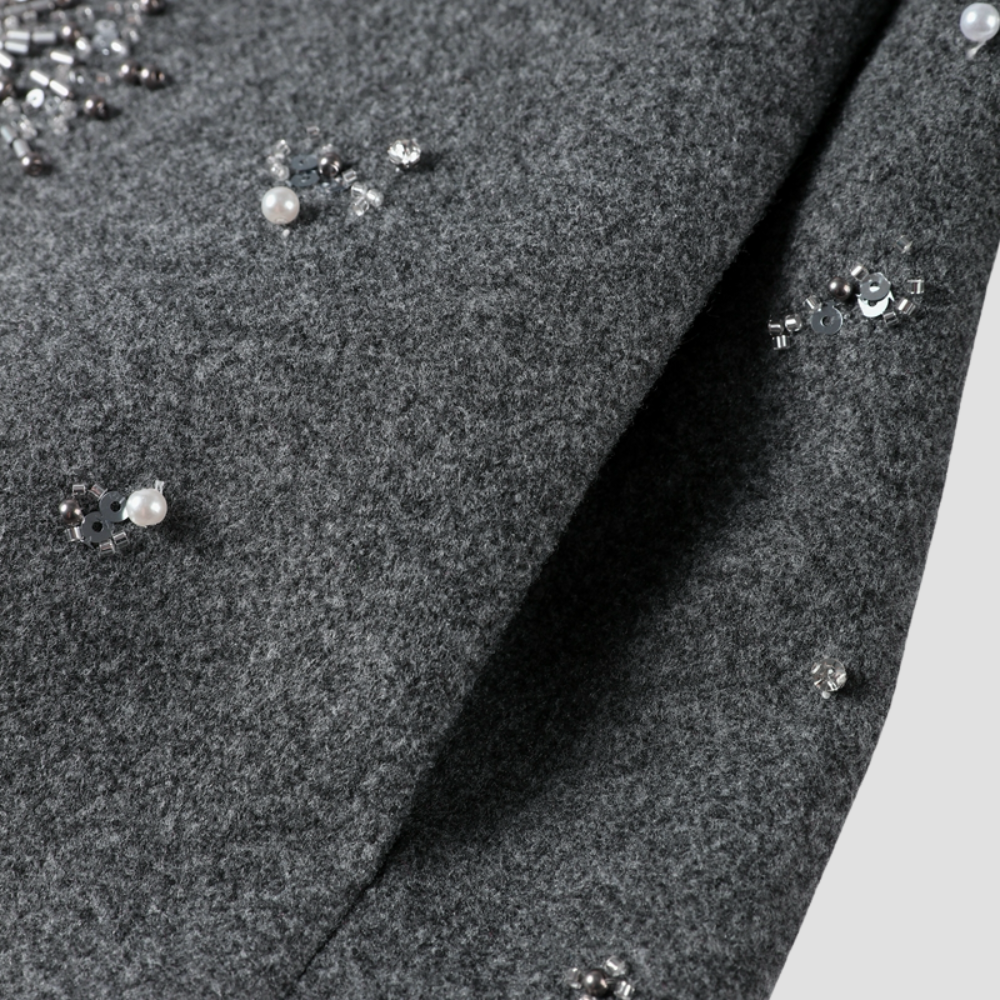 Badhie | Women’s Embellished Wool Blend Glitter Cropped Coat