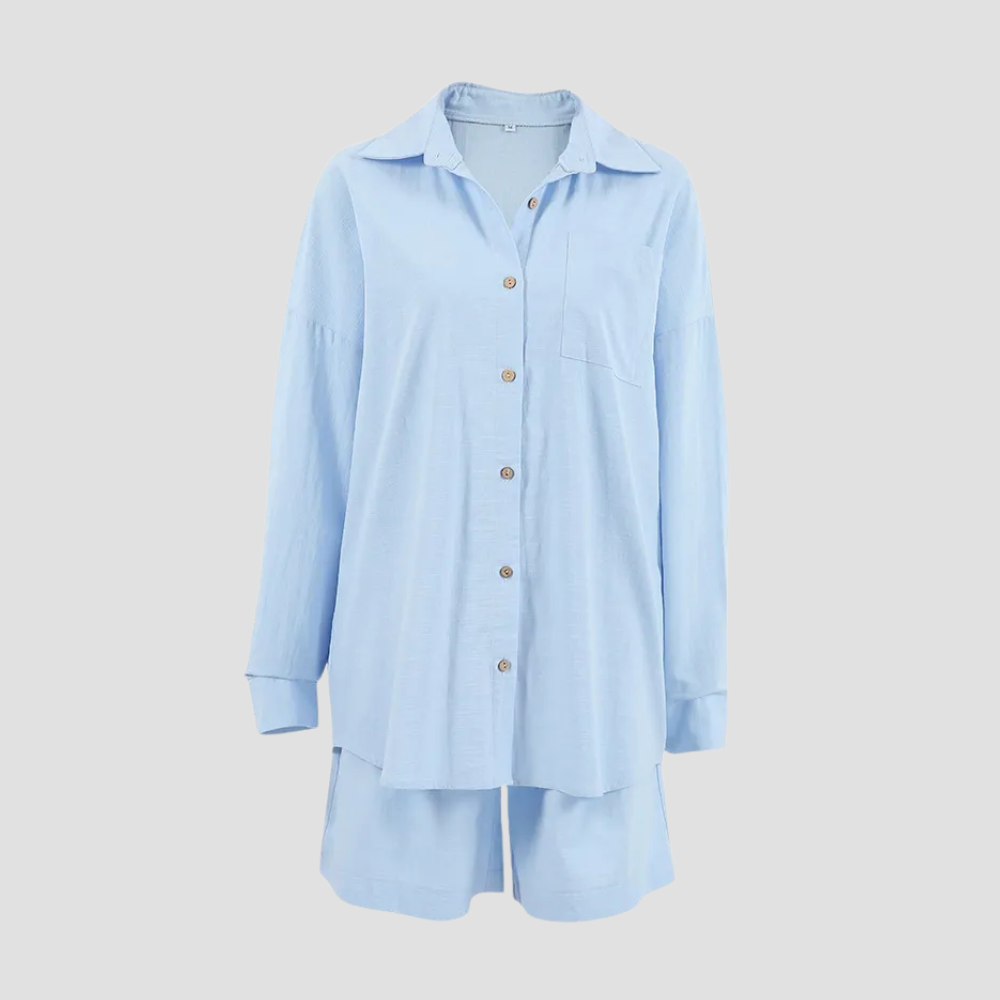 Badhie | Women's Blue Breeze Button-Up Set