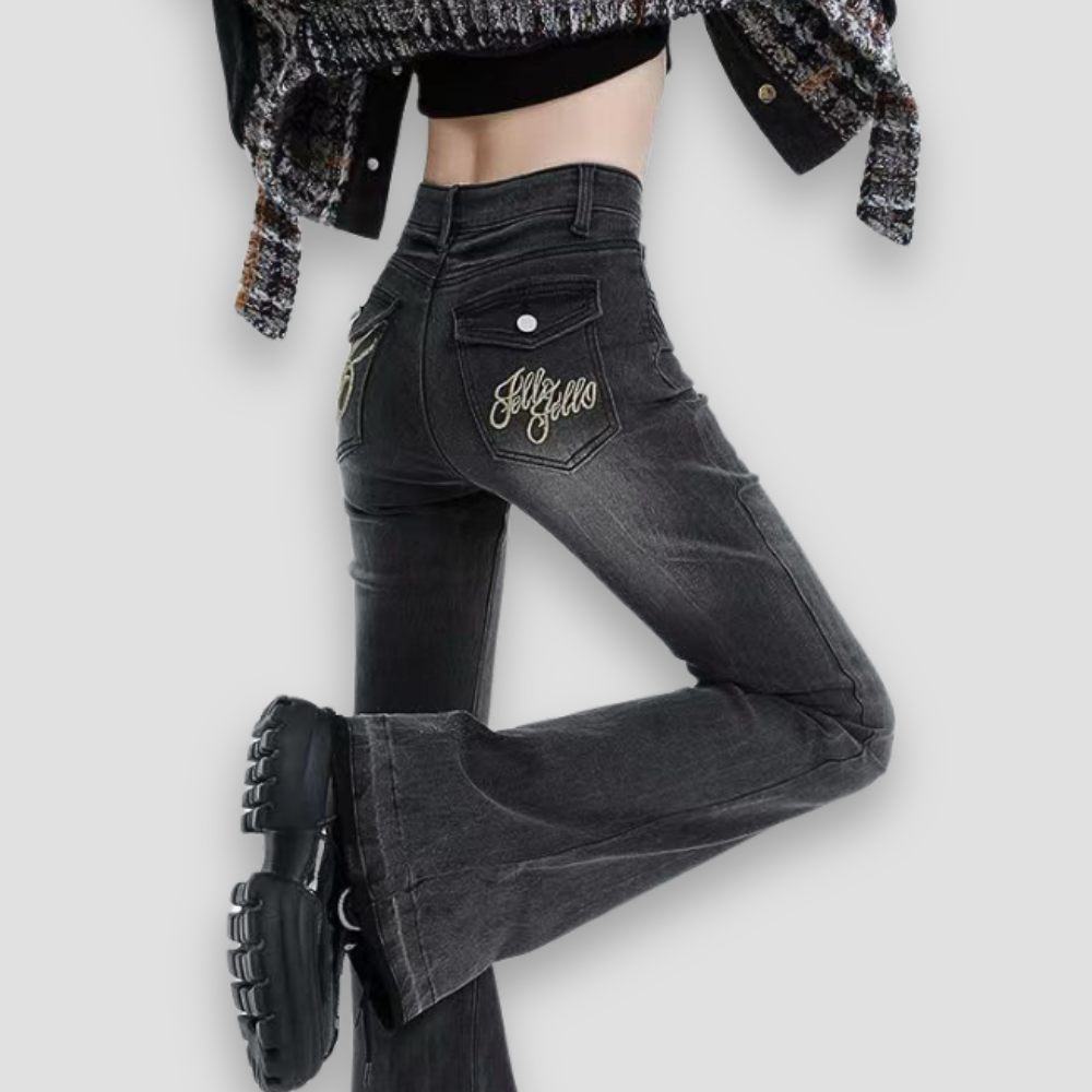 Badhie | Women's Low Waist Denim Slim Fit Flare Jeans