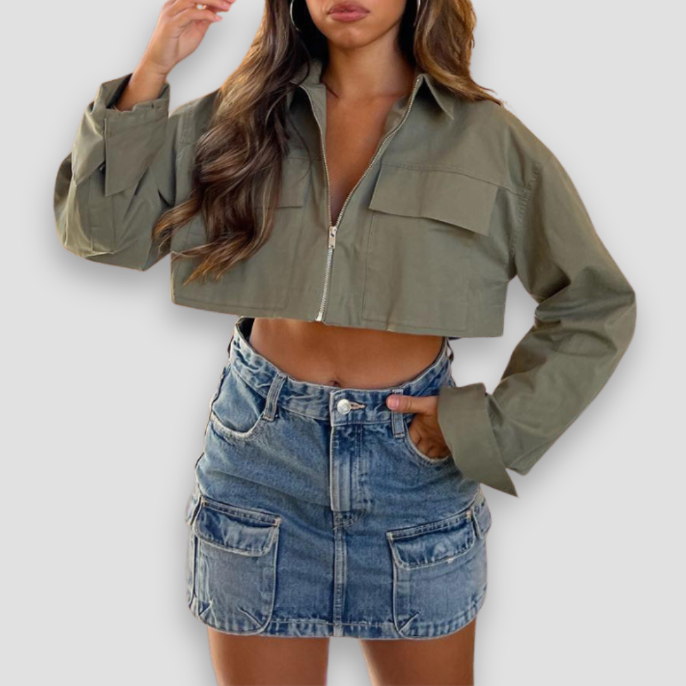 Badhie | Women's Urban Utility Cropped Zip Jacket