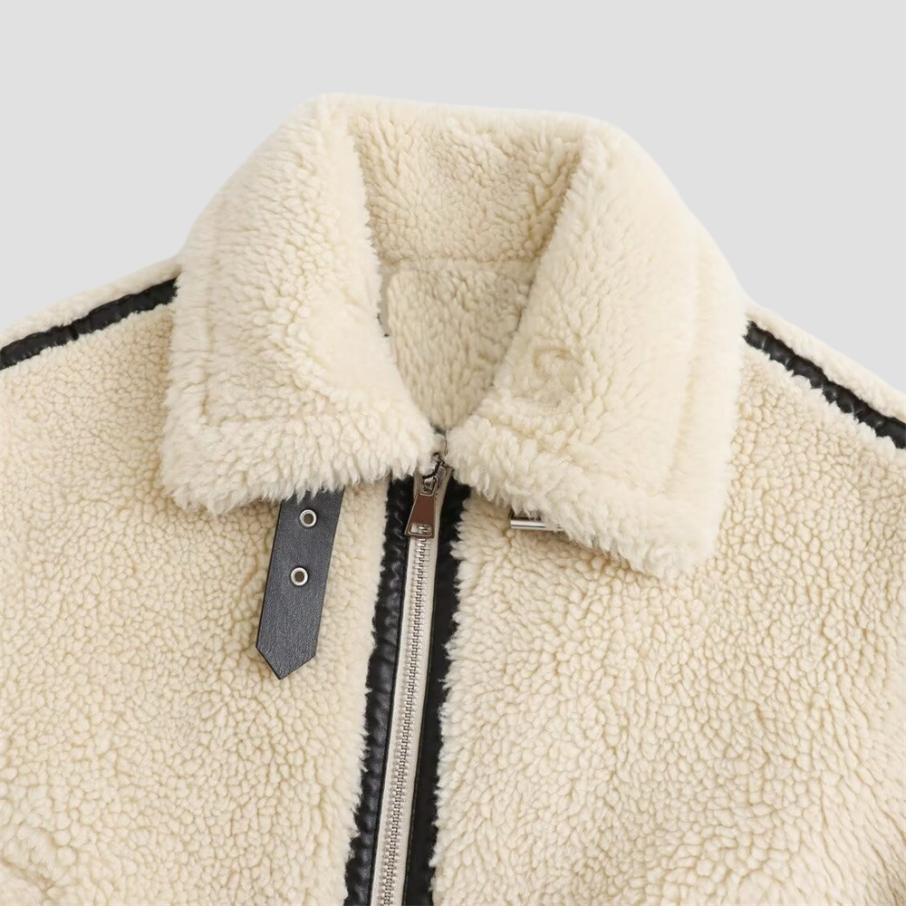 Badhie | Women’s Shearling Contrast Trim Jacket