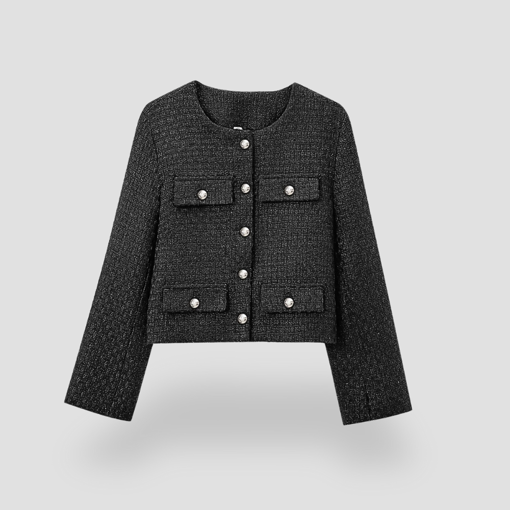 Badhie | Women’s Luxe Tweed Round Neck Cropped Jacket