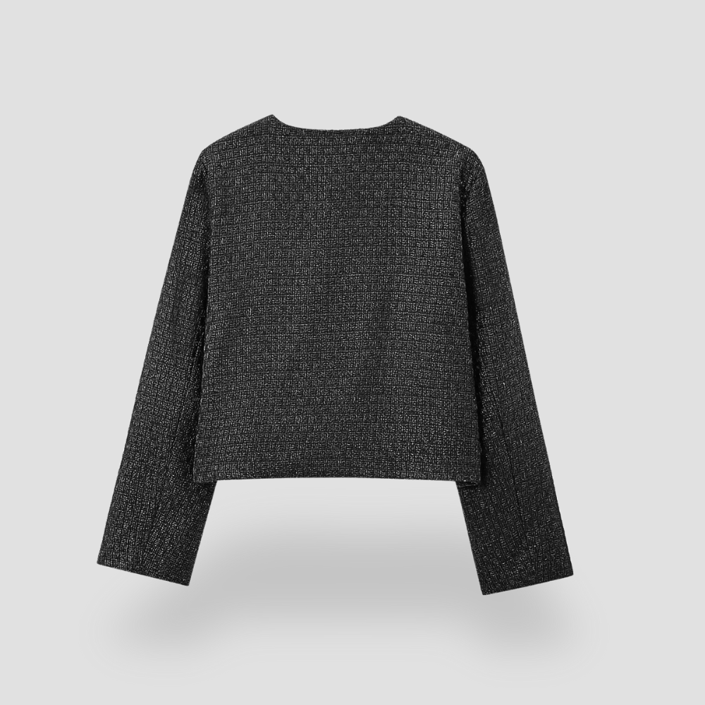 Badhie | Women’s Luxe Tweed Round Neck Cropped Jacket