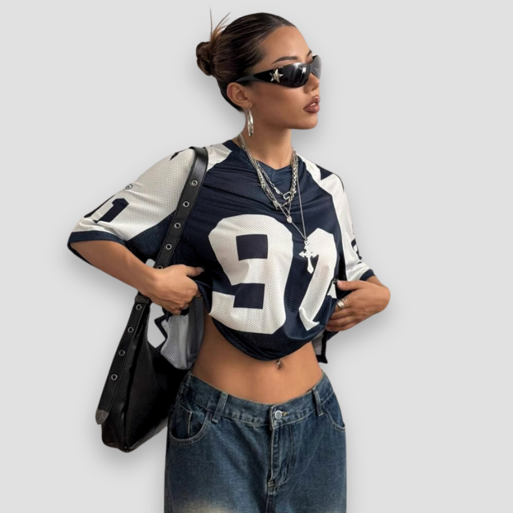 Badhie | Women's Oversized Star Mesh Jersey T-Shirt