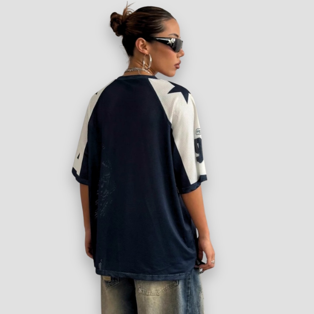 Badhie | Women's Oversized Star Mesh Jersey T-Shirt