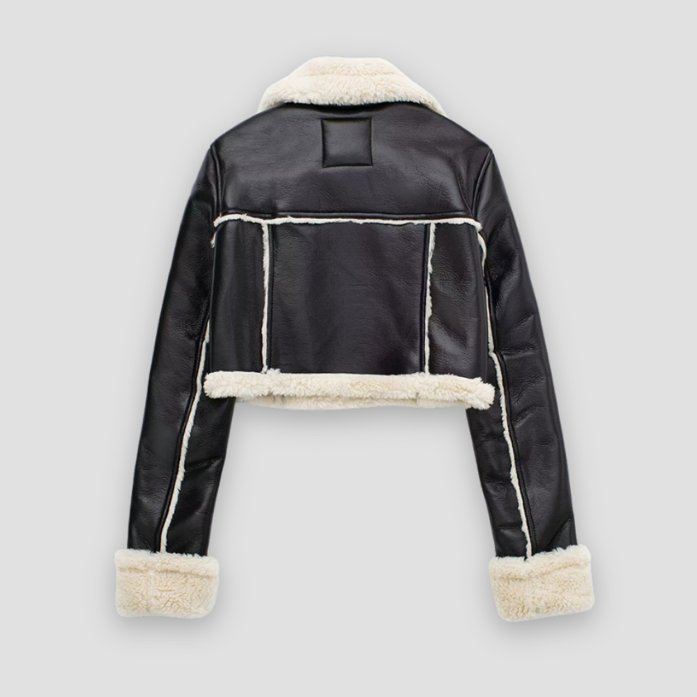 Badhie | Women’s Cropped Faux Shearling Leather Jacket