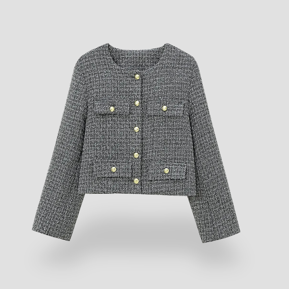 Badhie | Women’s Luxe Tweed Round Neck Cropped Jacket