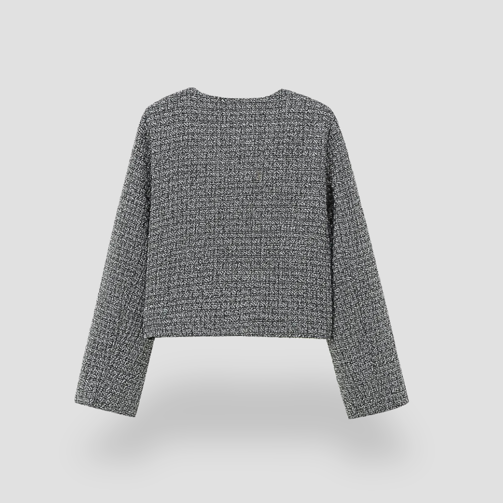 Badhie | Women’s Luxe Tweed Round Neck Cropped Jacket