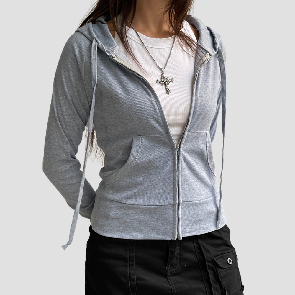 Badhie | Women’s Slim-Fit Zip-Up Hoodie Casual Streetwear Jacket with Pockets