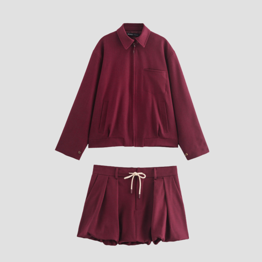 Badhie | Women's Tailored Zip Jacket & Balloon Pleat Shorts Set