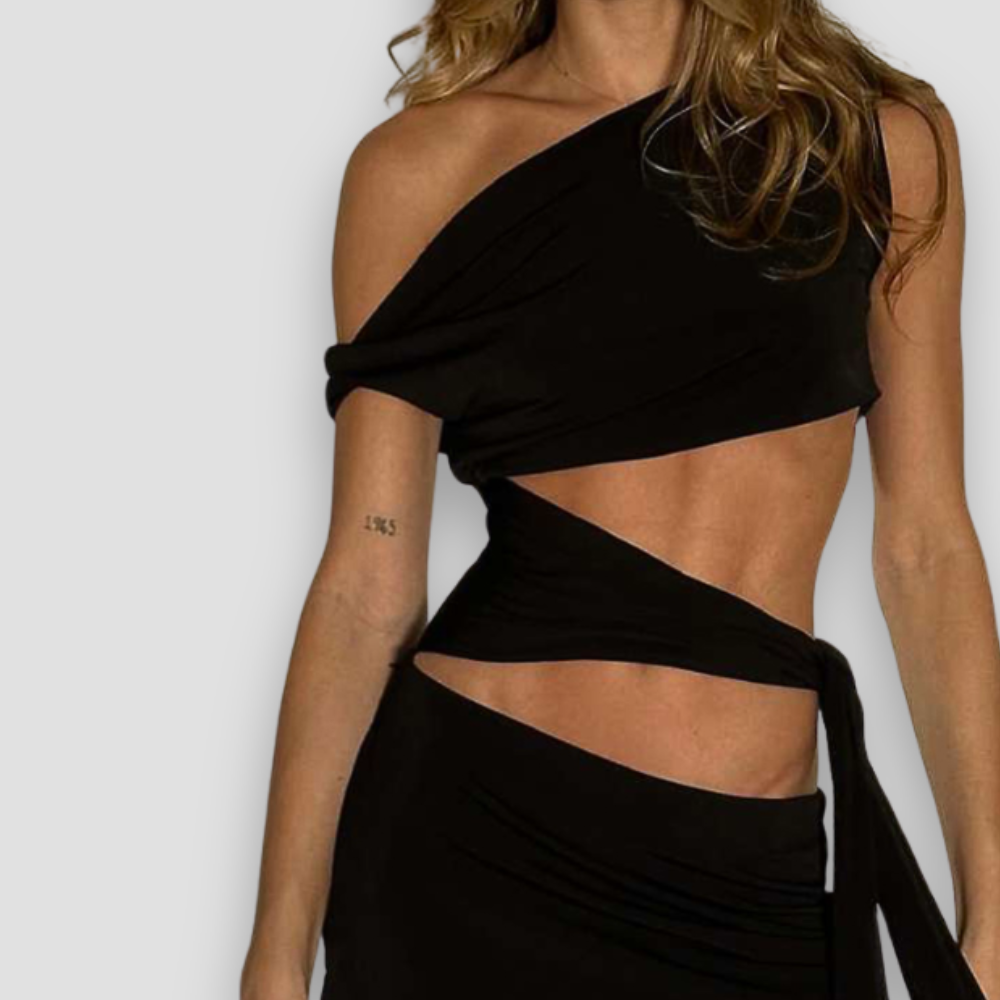 Badhie | Women's One-Shoulder Wrap Mini Dress