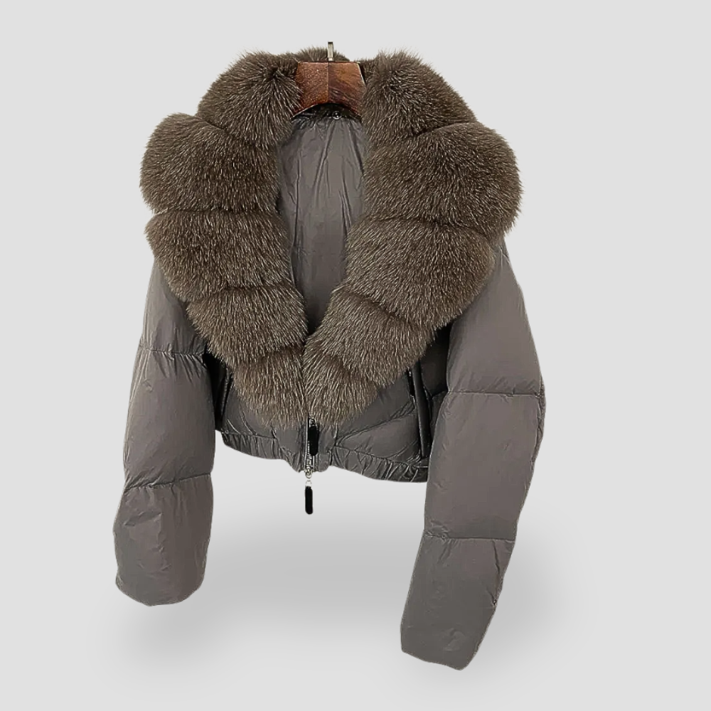 Badhie | Women’s Luxe Faux-Fur Collar Cropped Puffer Jacket