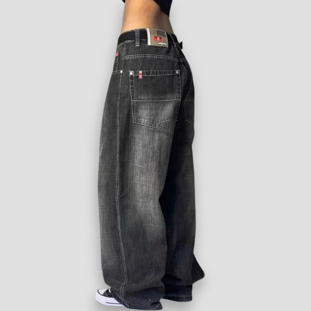 Badhie | Women's Y2K Fade Wide-Leg Denim Jeans