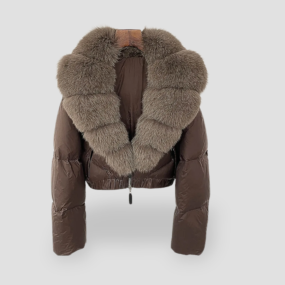 Badhie | Women’s Luxe Faux-Fur Collar Cropped Puffer Jacket