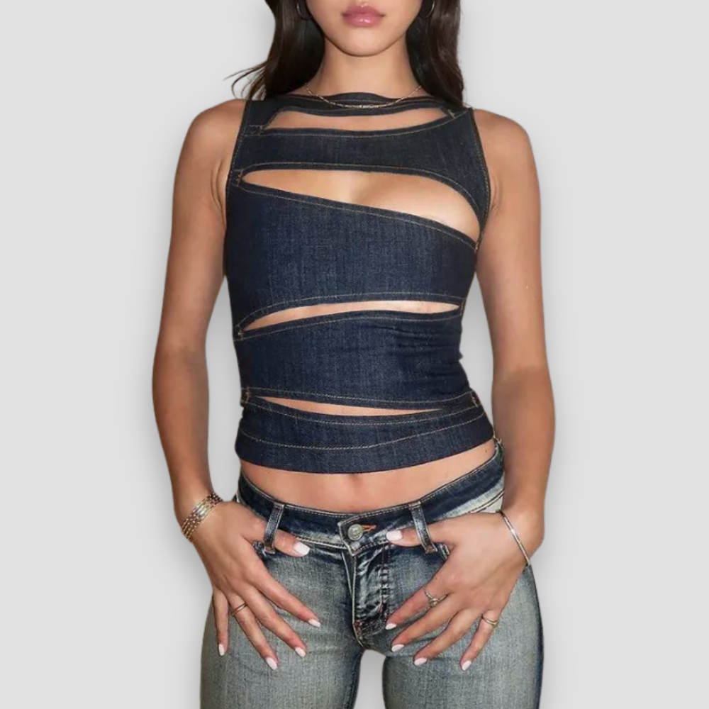 Badhie | Women’s Cutout Denim Tank Top
