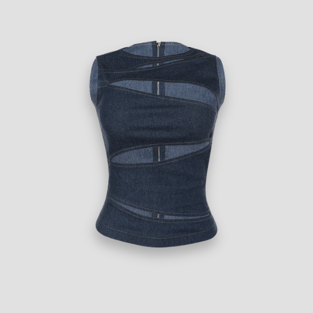 Badhie | Women’s Cutout Denim Tank Top