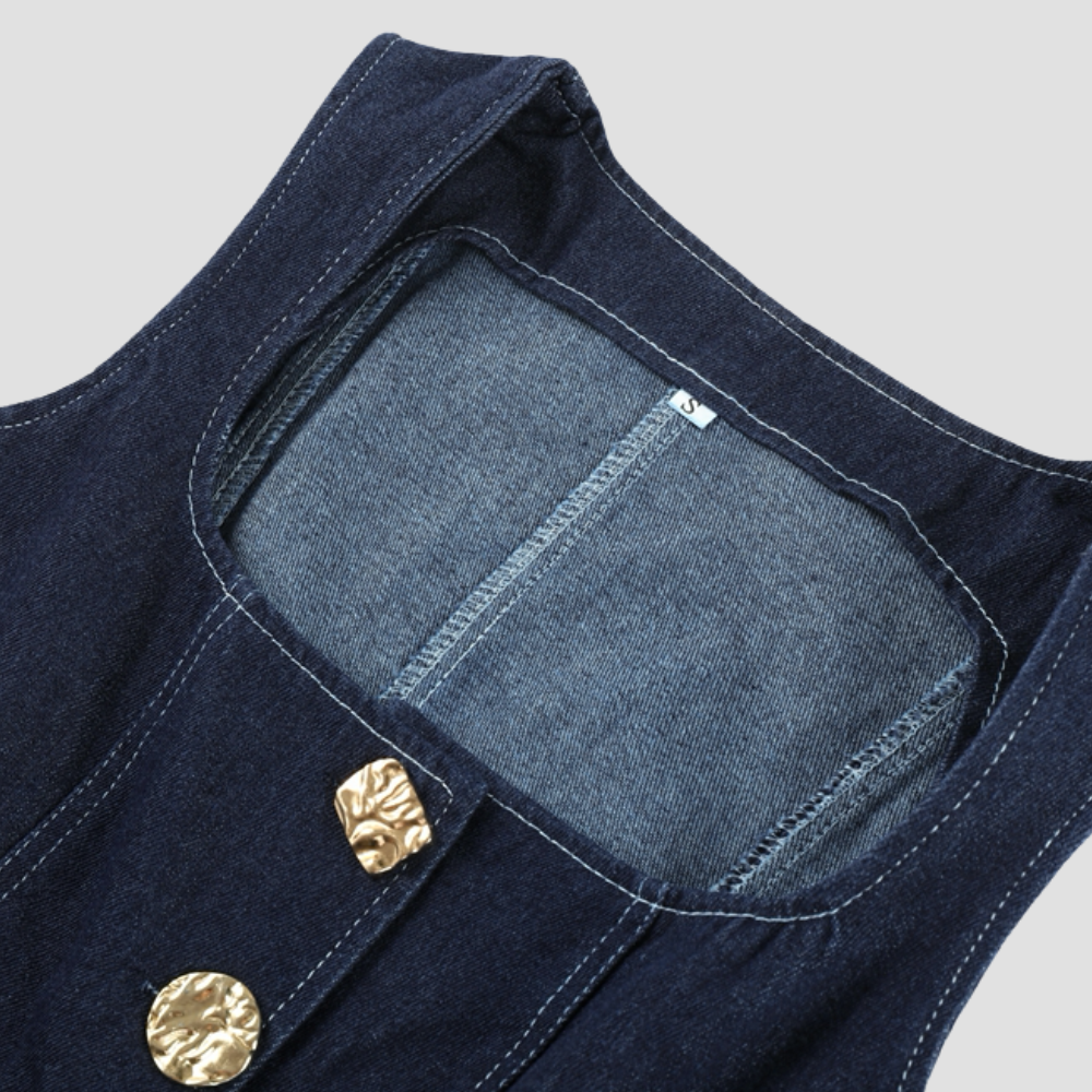 Badhie | Women's Sculpted Denim Corset Top Straight-Leg Jean Set