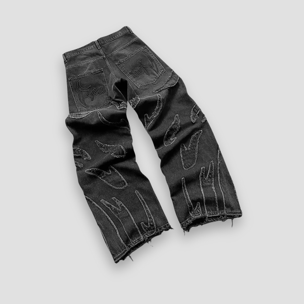 Badhie | Women’s Flame Stitch Wide-Leg Denim