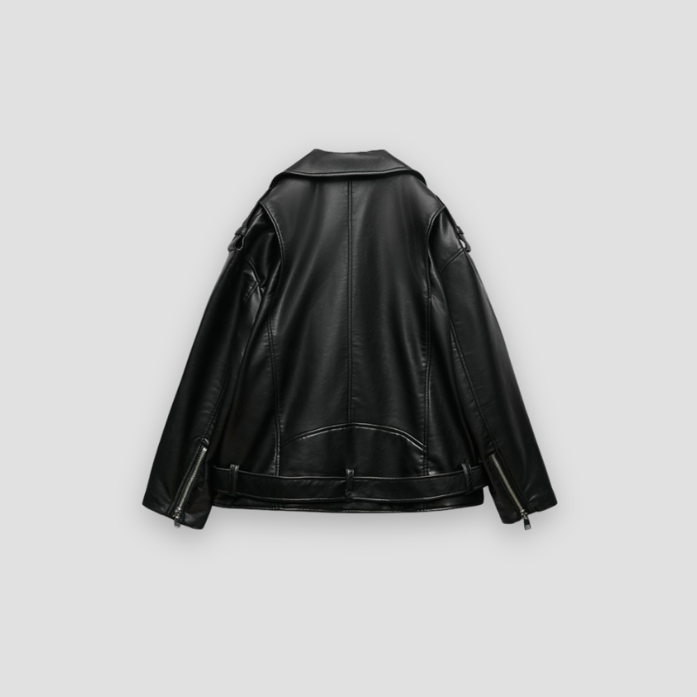 Badhie | Women’s Oversized Faux Leather Biker Jacket