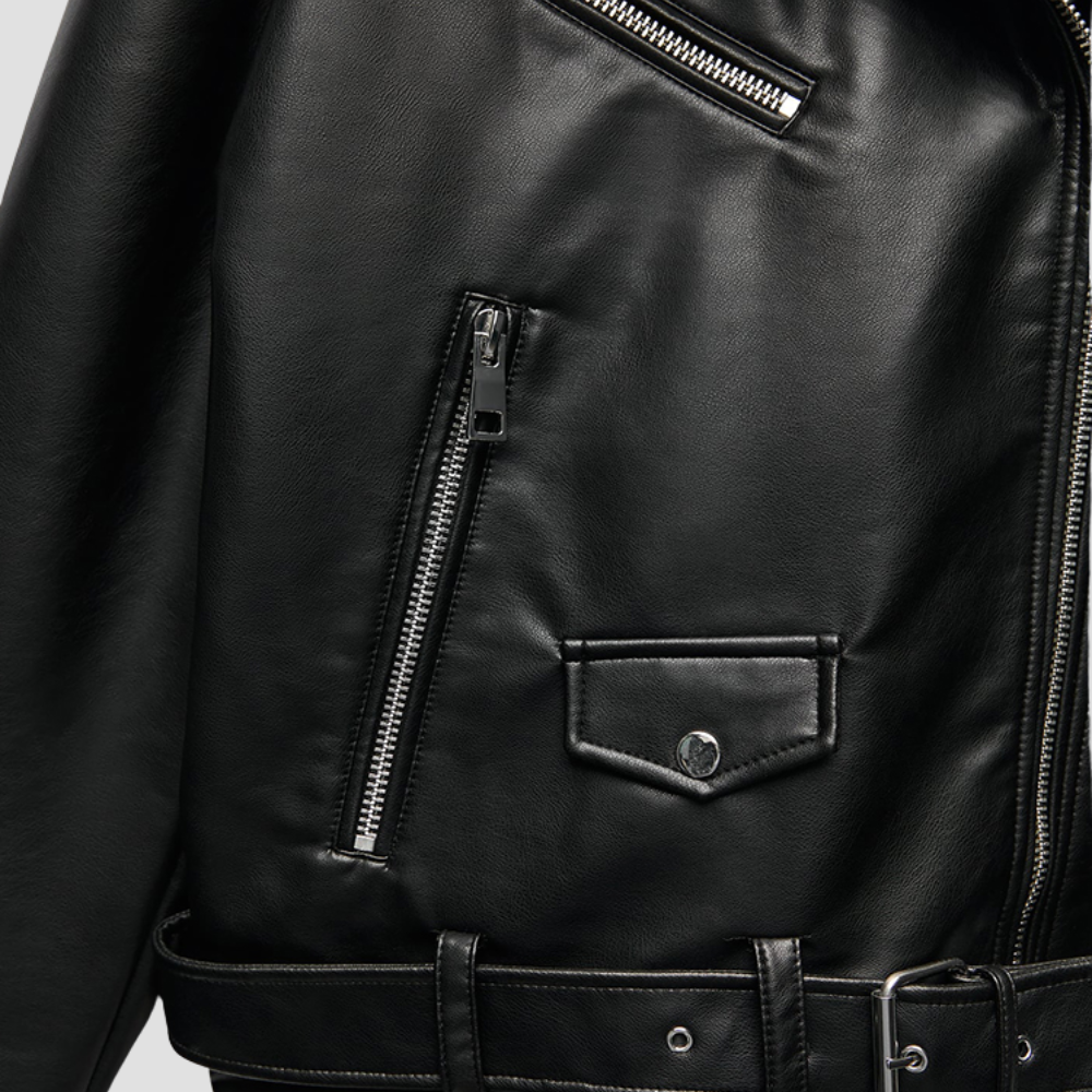 Badhie | Women’s Oversized Faux Leather Biker Jacket