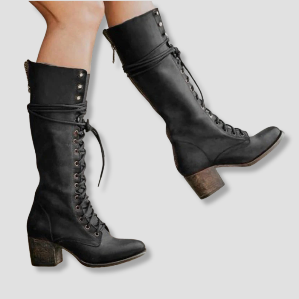 Badhie | Women’s Vintage Lace-Up Knee-High Boots
