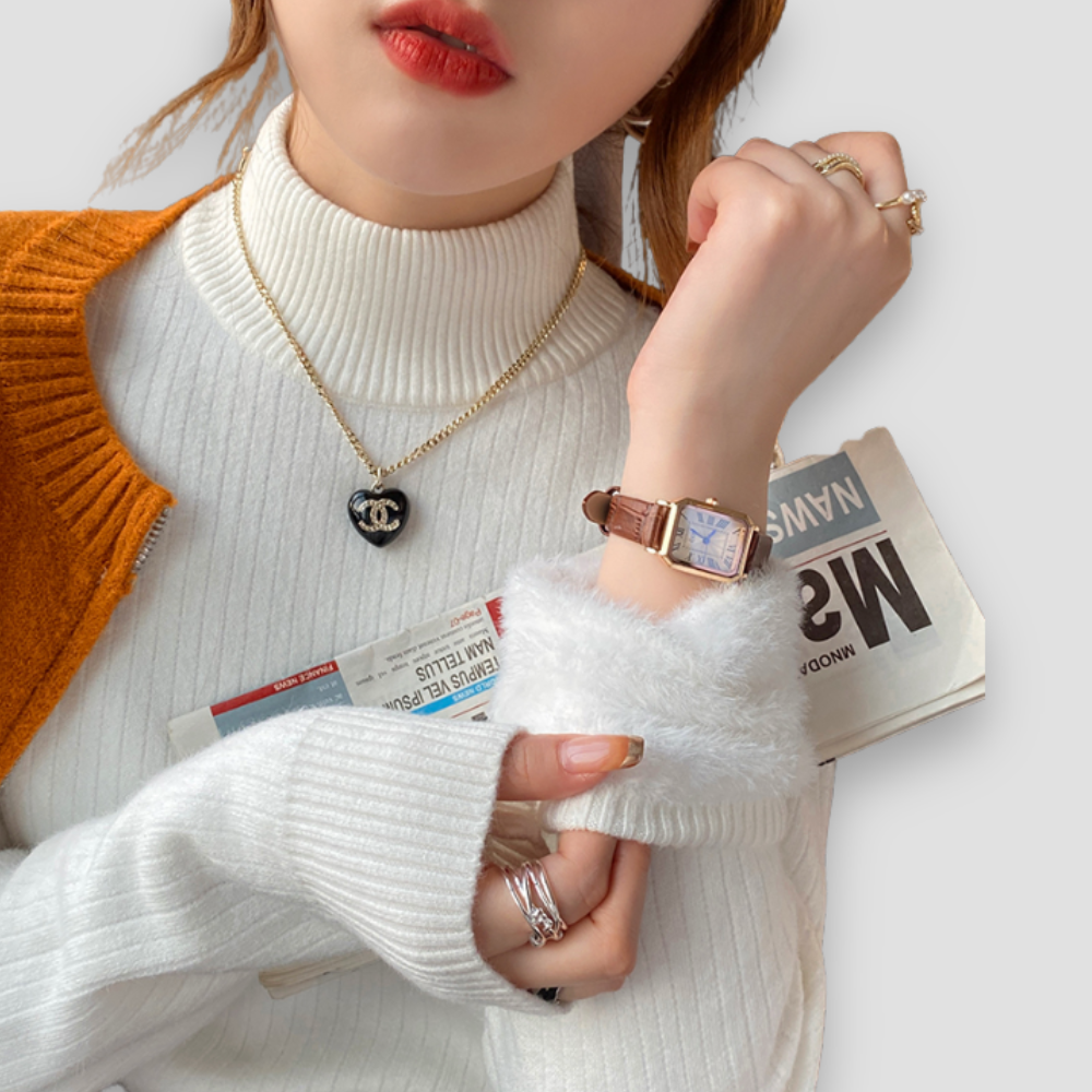 Badhie | Women’s Ribbed Turtleneck Sweater with Faux Fur Cuffs