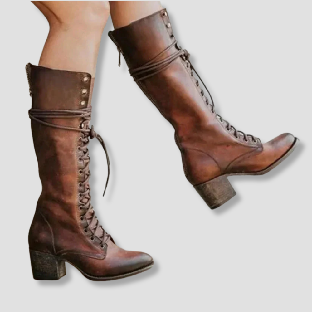Badhie | Women’s Vintage Lace-Up Knee-High Boots