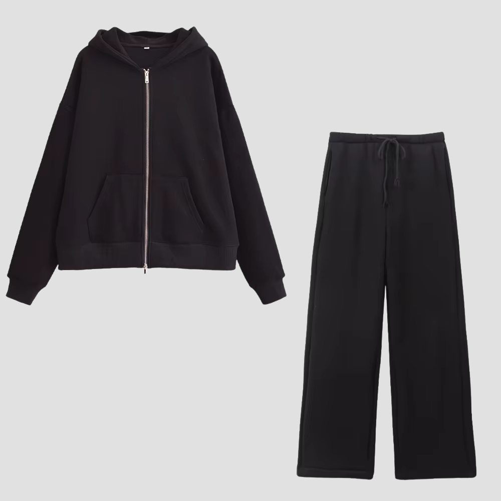 Badhie | Women’s Relaxed Zip-Up Hoodie & Wide-Leg Lounge Pants Set