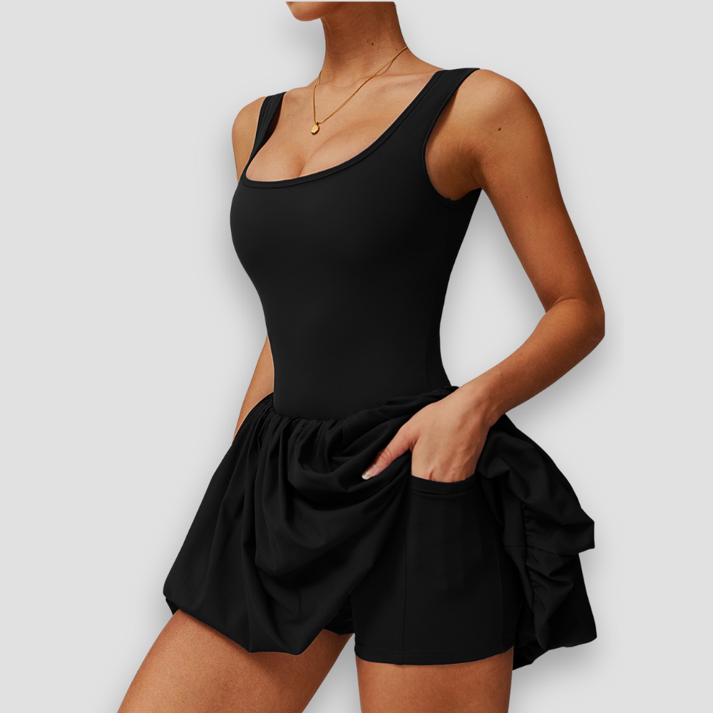 Badhie | Women's Bubble Hem Active Dress with Built-In Shorts