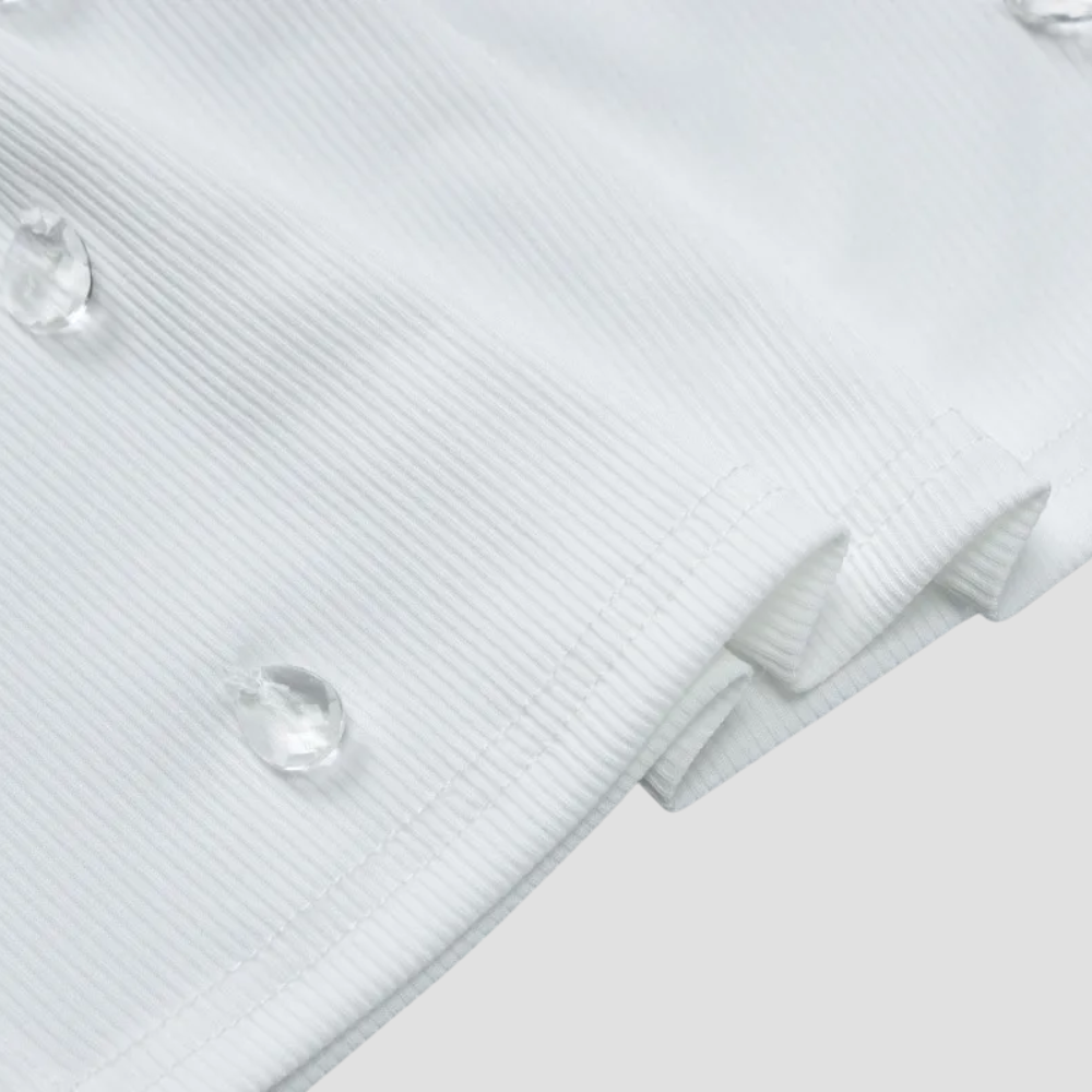 Badhie | Women's Crystal-Studded Ribbed Knit Crop Tank