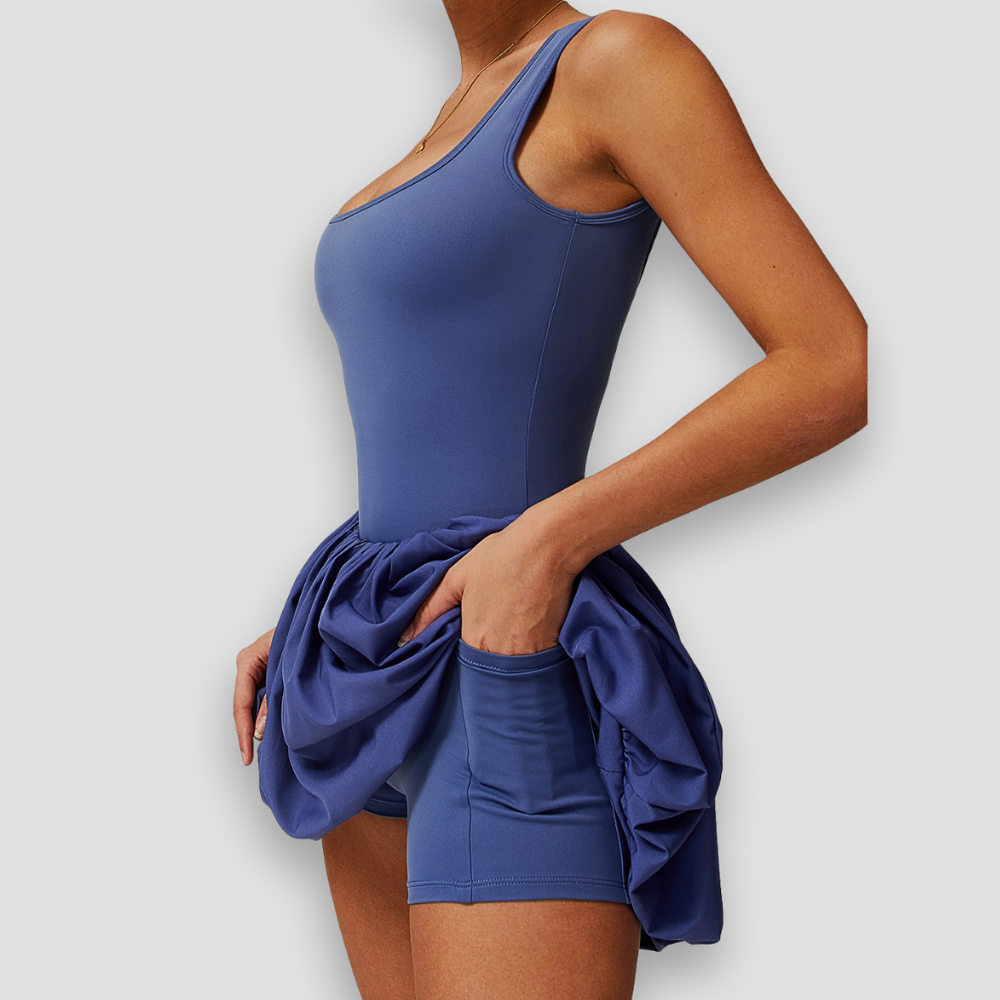 Badhie | Women's Bubble Hem Active Dress with Built-In Shorts