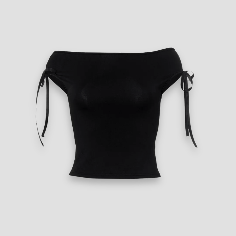 Badhie | Women’s Off-Shoulder Bow-Tie Crop Tee