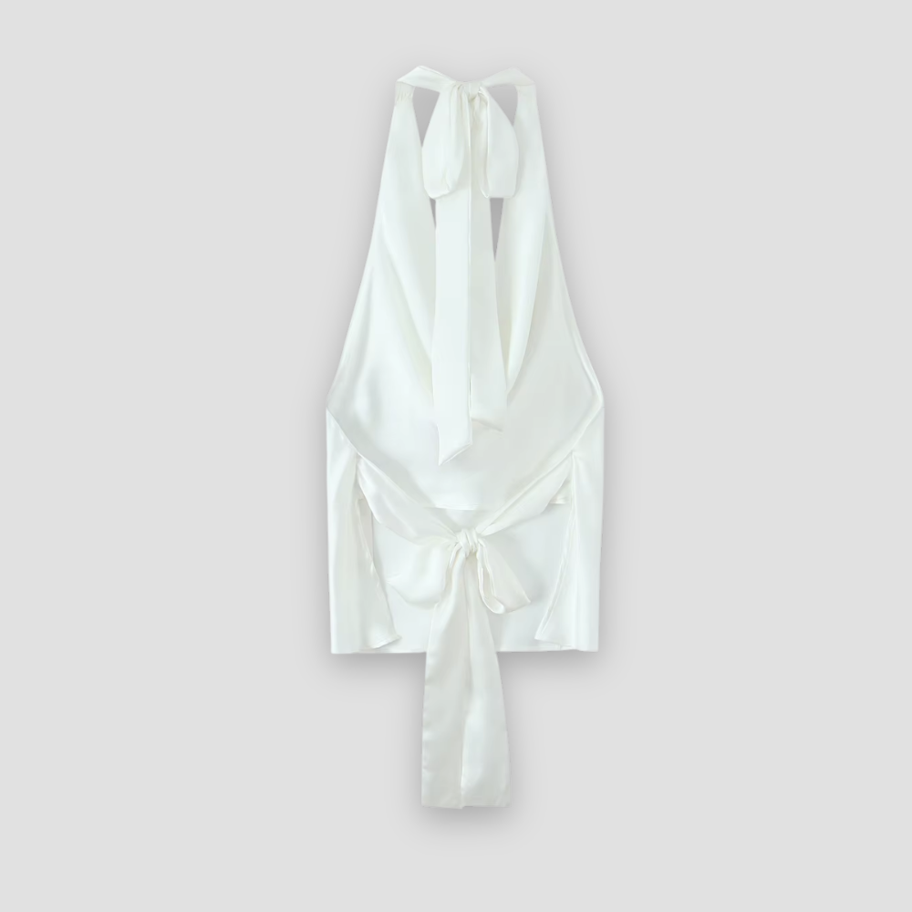 Badhie | Women’s Satin Cowl-Neck Tie-Back Halter Top