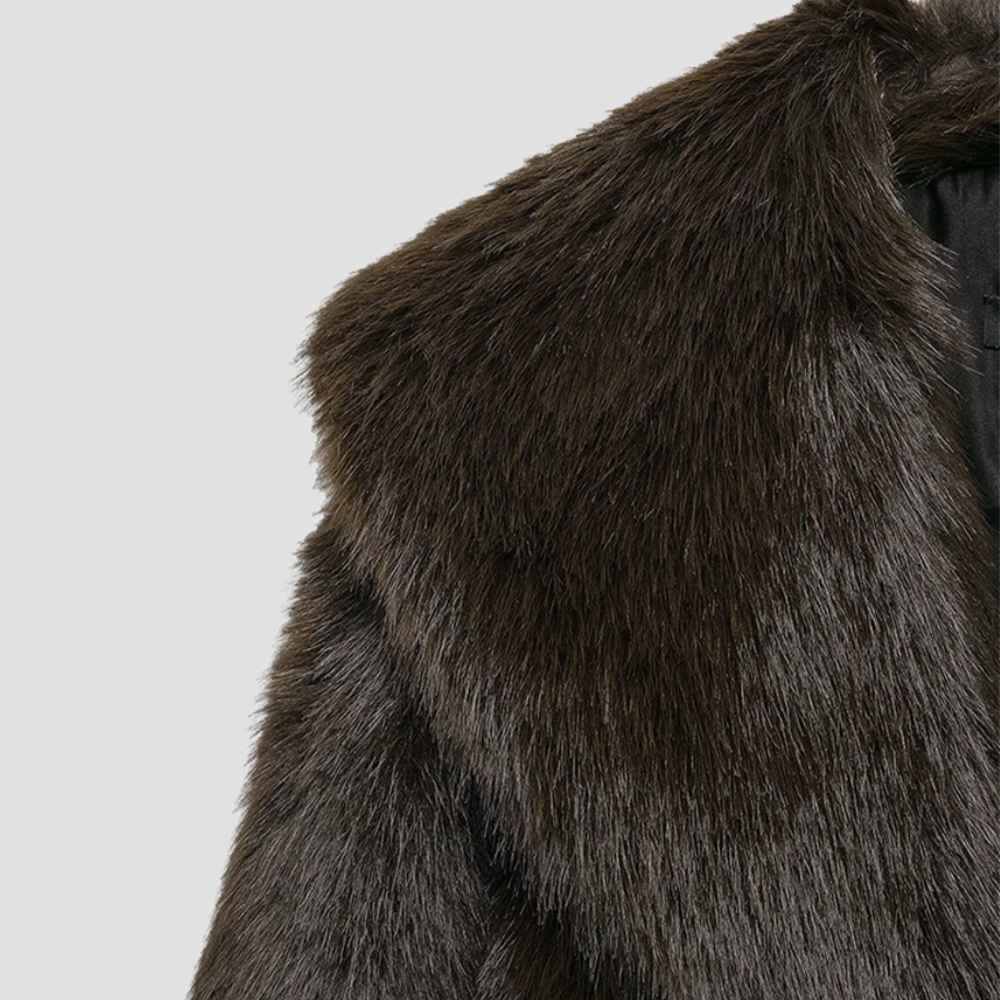 Badhie | Women's Winter Jacket Belt Medium Long Chic Fur Coat