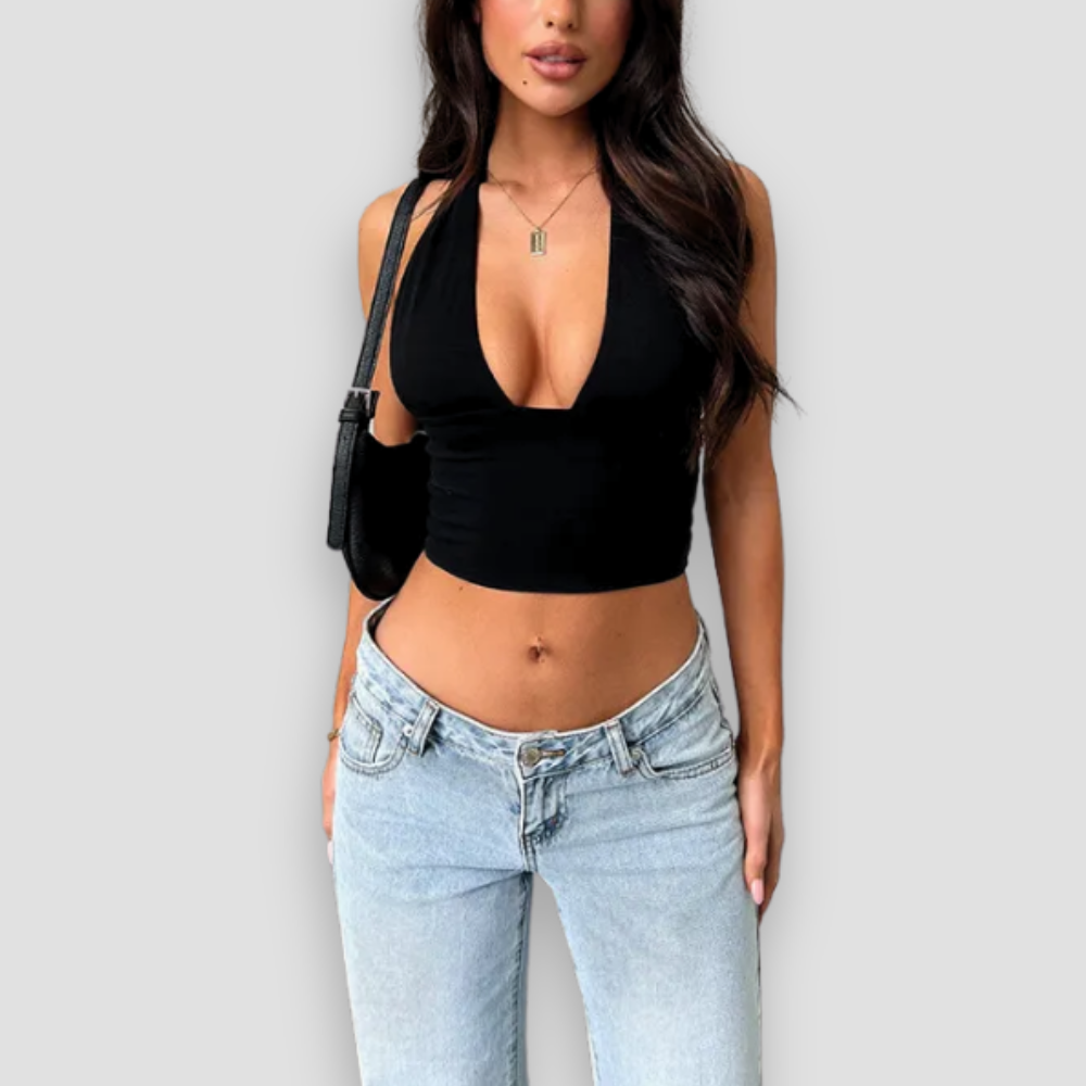 Badhie | Women's Deep V Halter Crop Top