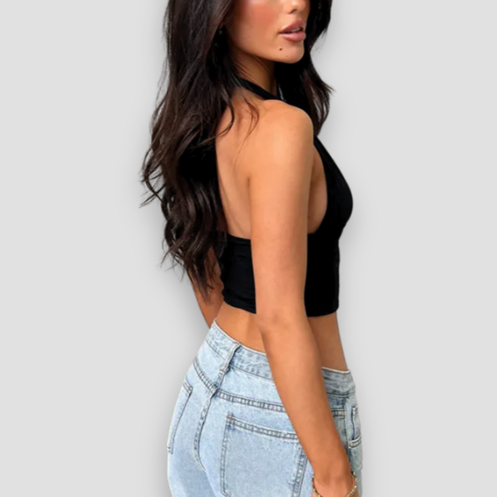 Badhie | Women's Deep V Halter Crop Top