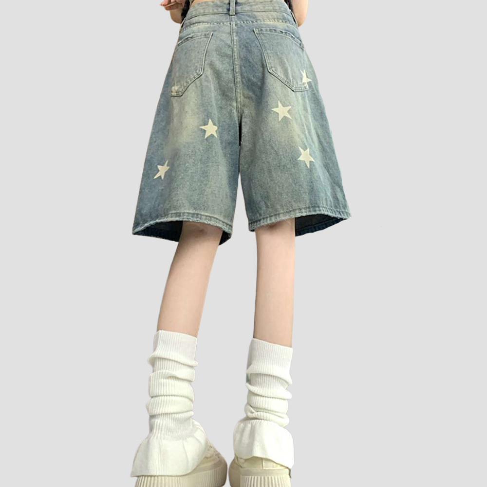 Badhie | Women’s Vintage Star-Print Denim Bermuda Shorts