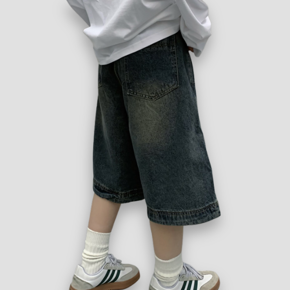 Badhie | Women’s Vintage Wash Wide-Leg Denim Bermuda Shorts