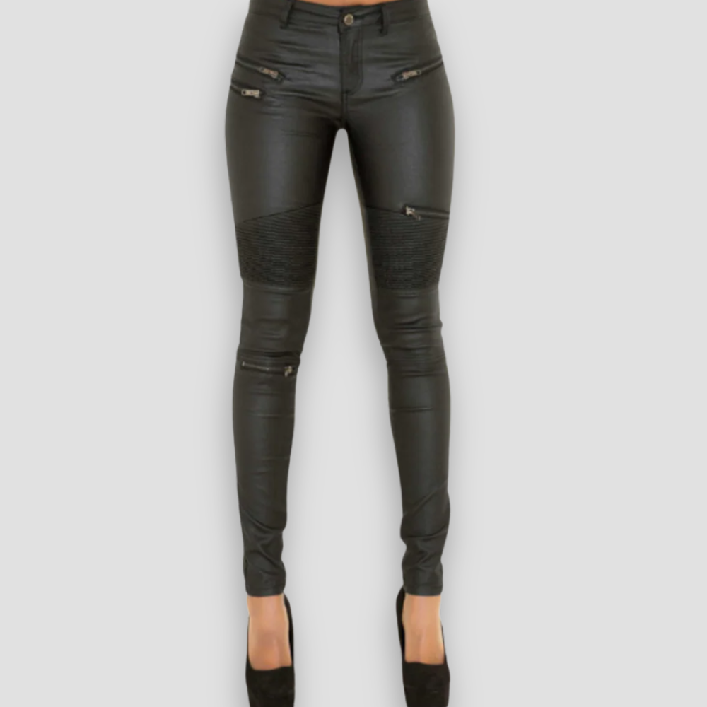Badhie | Women’s Faux Leather Moto Pants