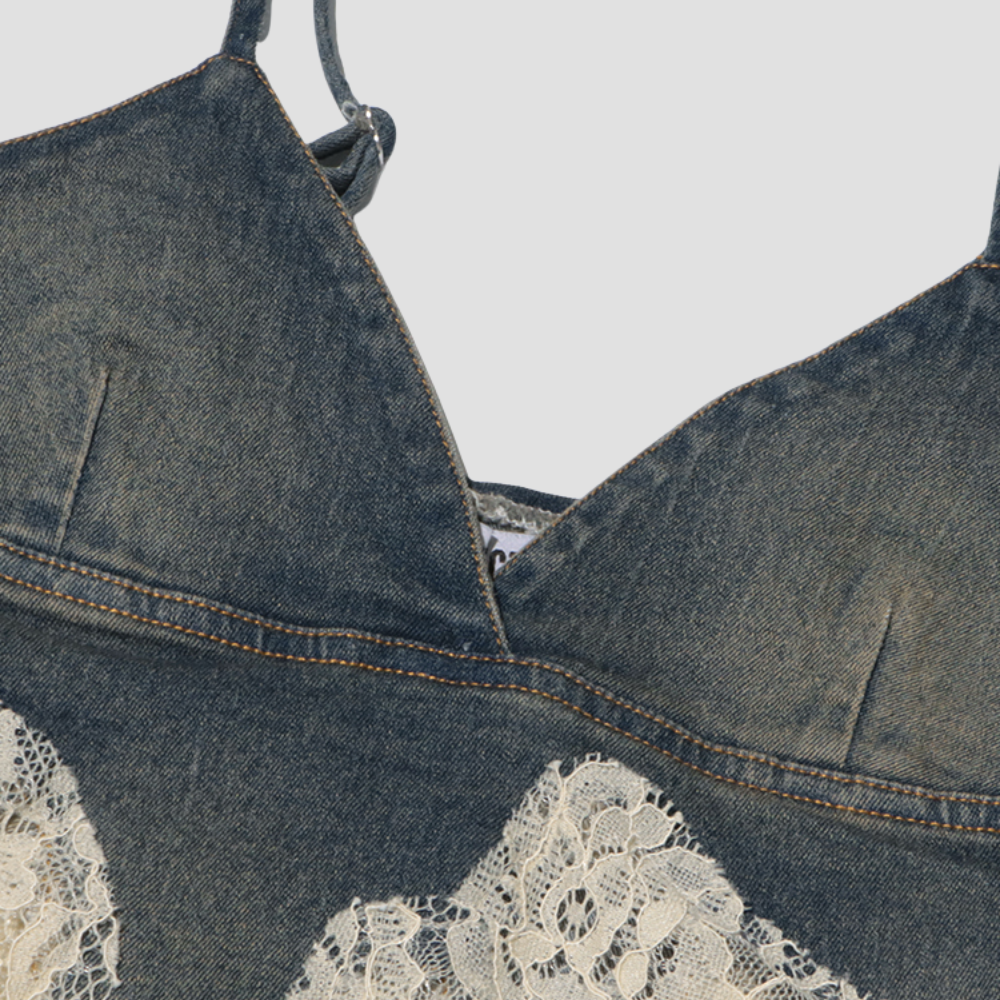 Badhie | Women's Denim & Lace Two-Piece Set