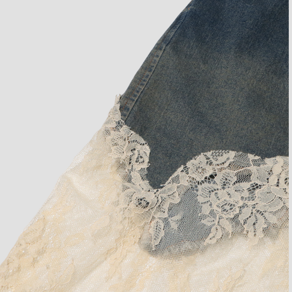 Badhie | Women's Denim & Lace Two-Piece Set
