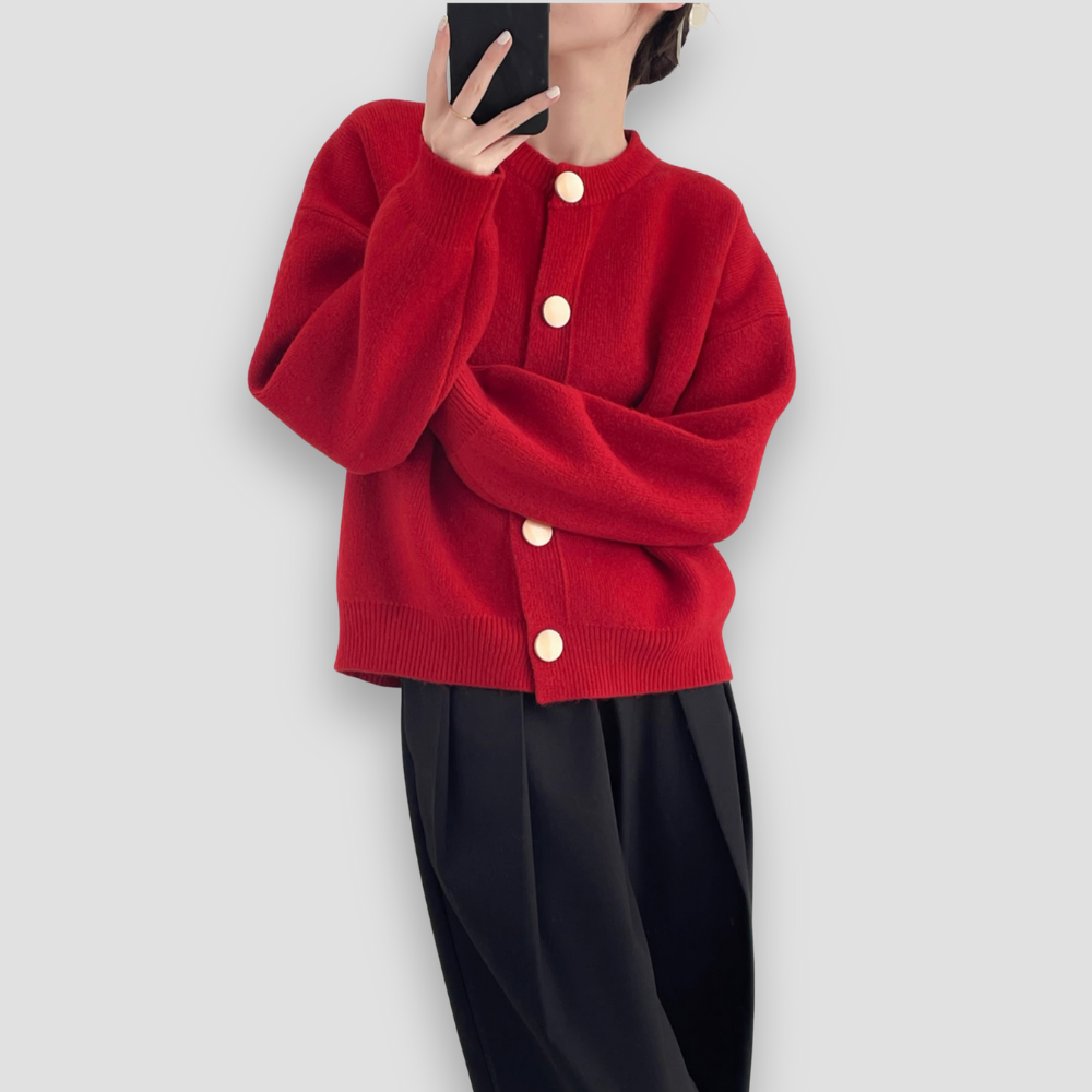 Badhie | Women’s Minimalist Button-Up Knit Cardigan