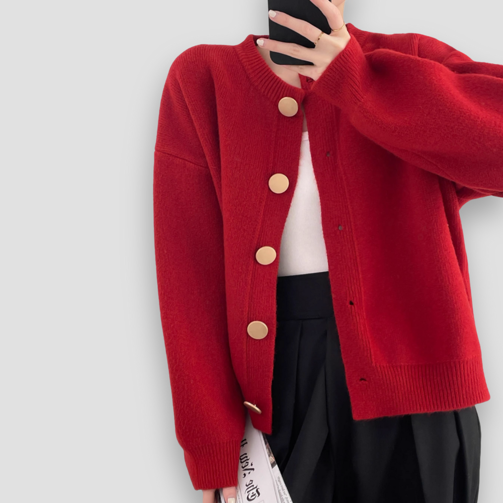 Badhie | Women’s Minimalist Button-Up Knit Cardigan