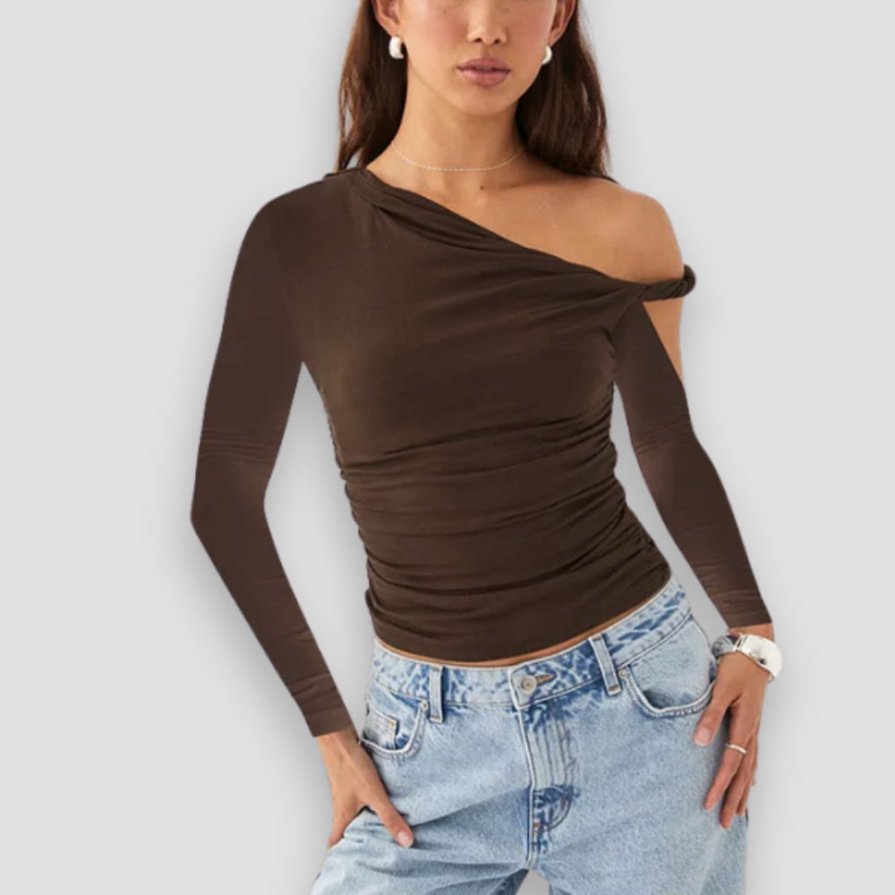 Badhie | Women's One-Shoulder Cutout Long Sleeve Top