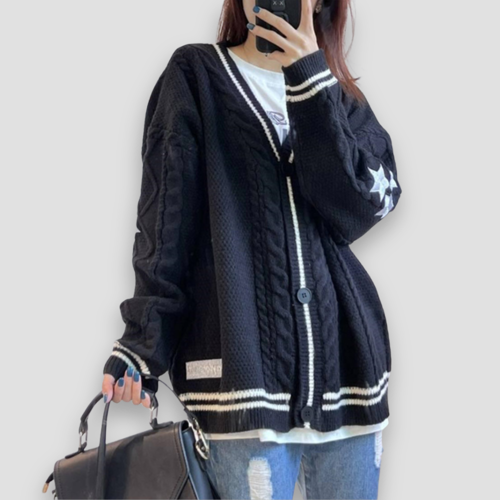 Badhie | Women’s Star Patch Cable Knit Cardigan