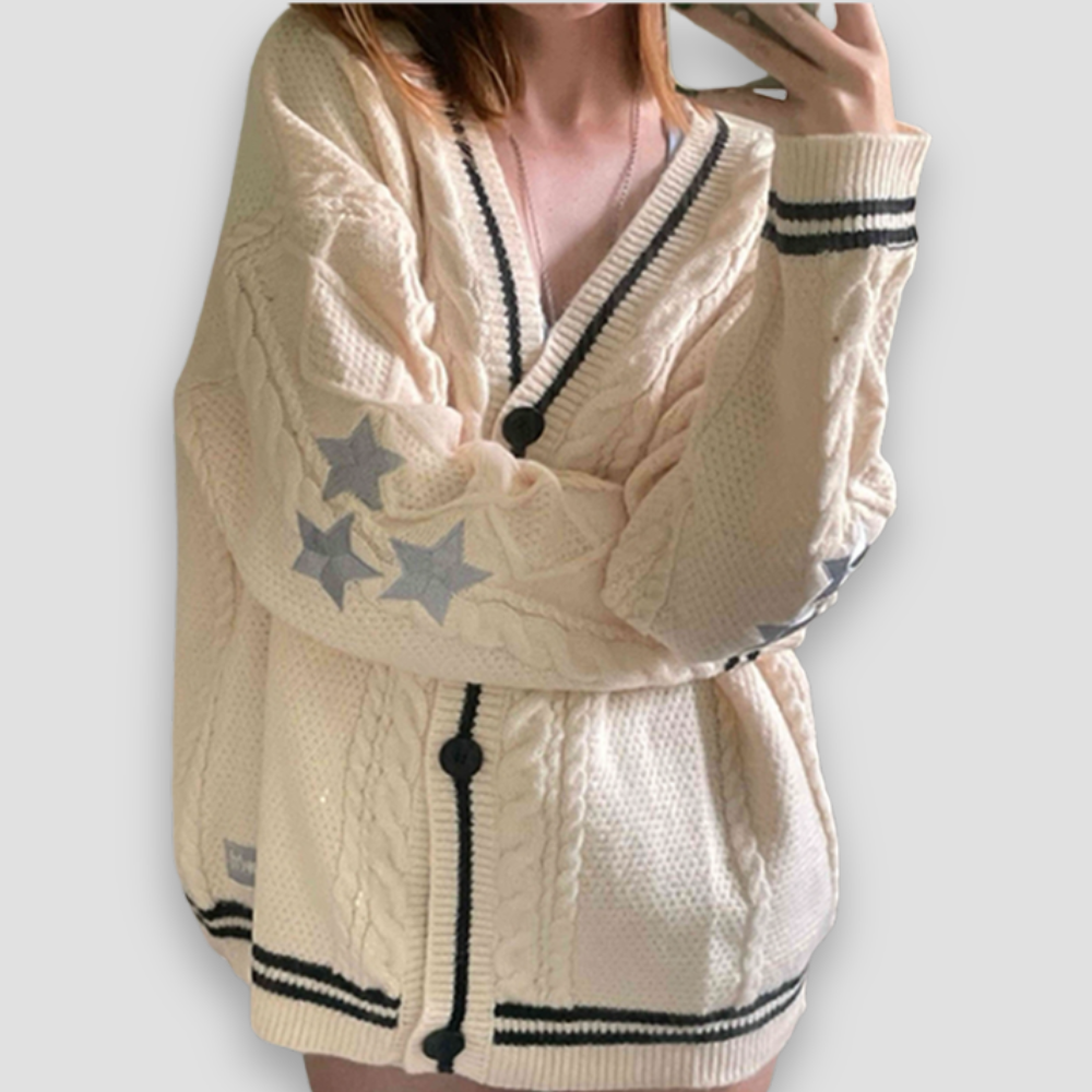 Badhie | Women’s Star Patch Cable Knit Cardigan