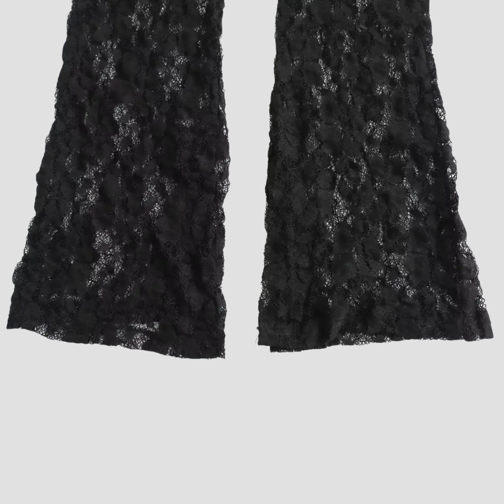Badhie | Women’s Black Lace Sheer Bodysuit & Pant Set