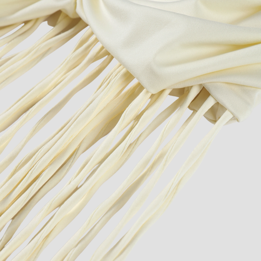 Badhie | Women's Mesh Panel Fringe Maxi Dress
