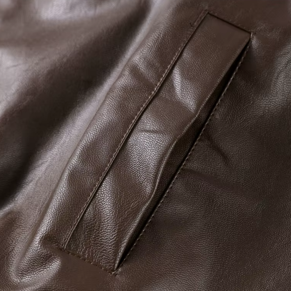 Badhie | Women’s Oversized Belted Faux-Leather Zip Jacket